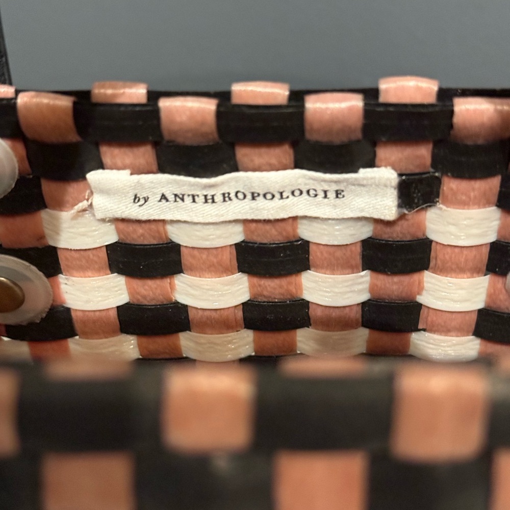 Anthropologie Black and Pink Checkered Tote